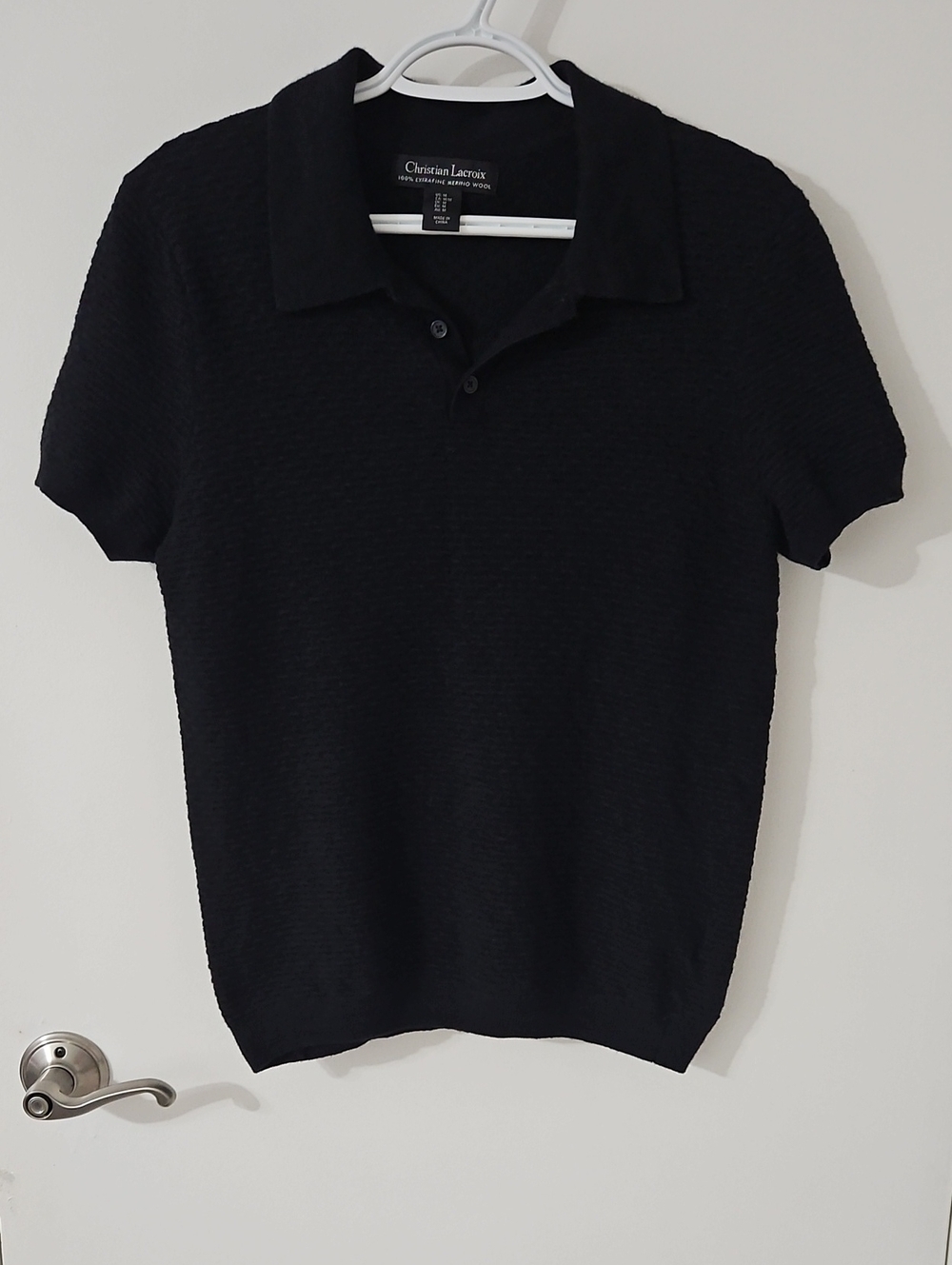 Christian Lacroix Black Textured Short-Sleeve Polo